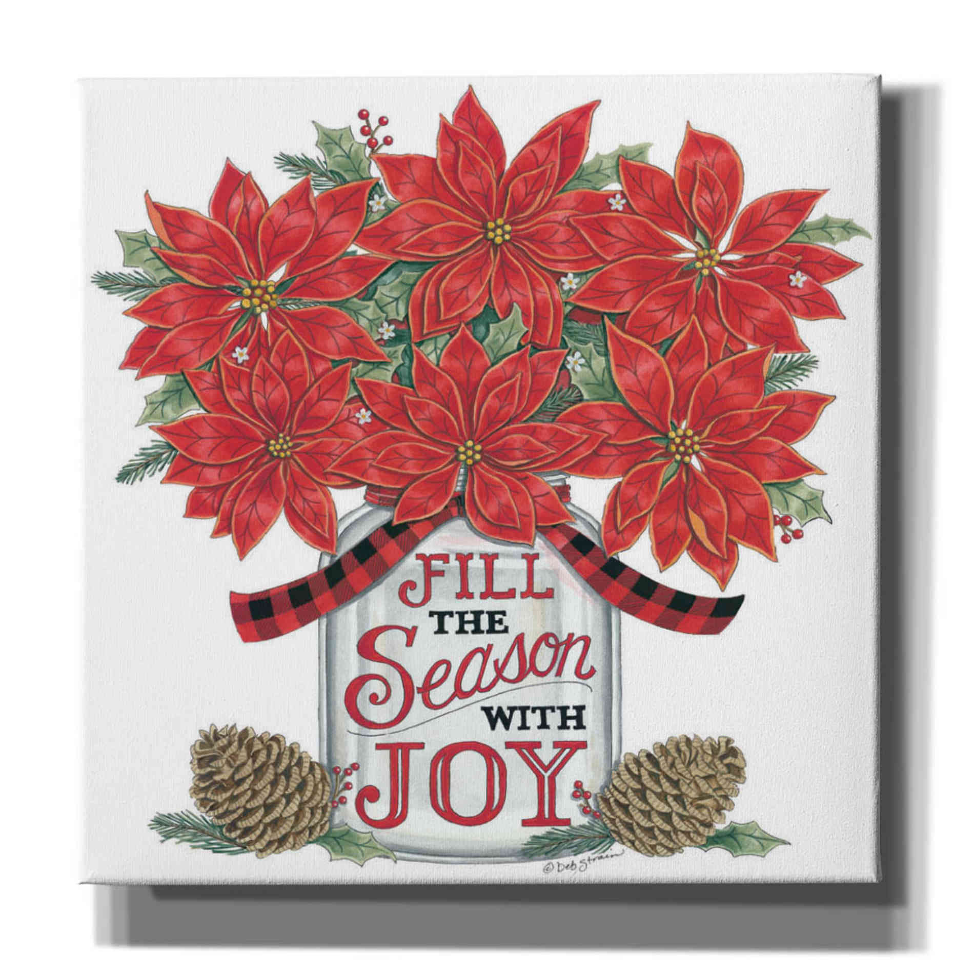'Fill the Season Poinsettia Jar' by Deb Strain, Canvas Wall Art