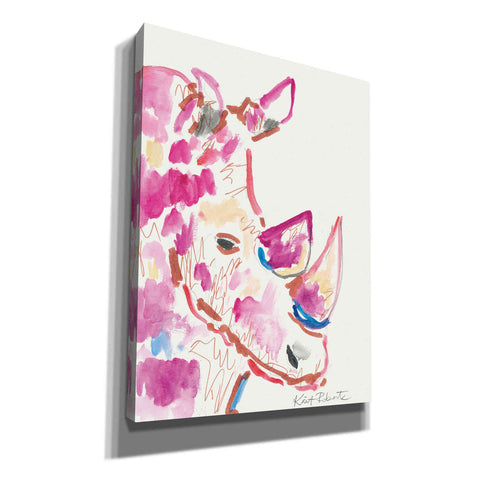 Image of 'Rainbow the Rhino' by Kait Roberts, Canvas Wall Art