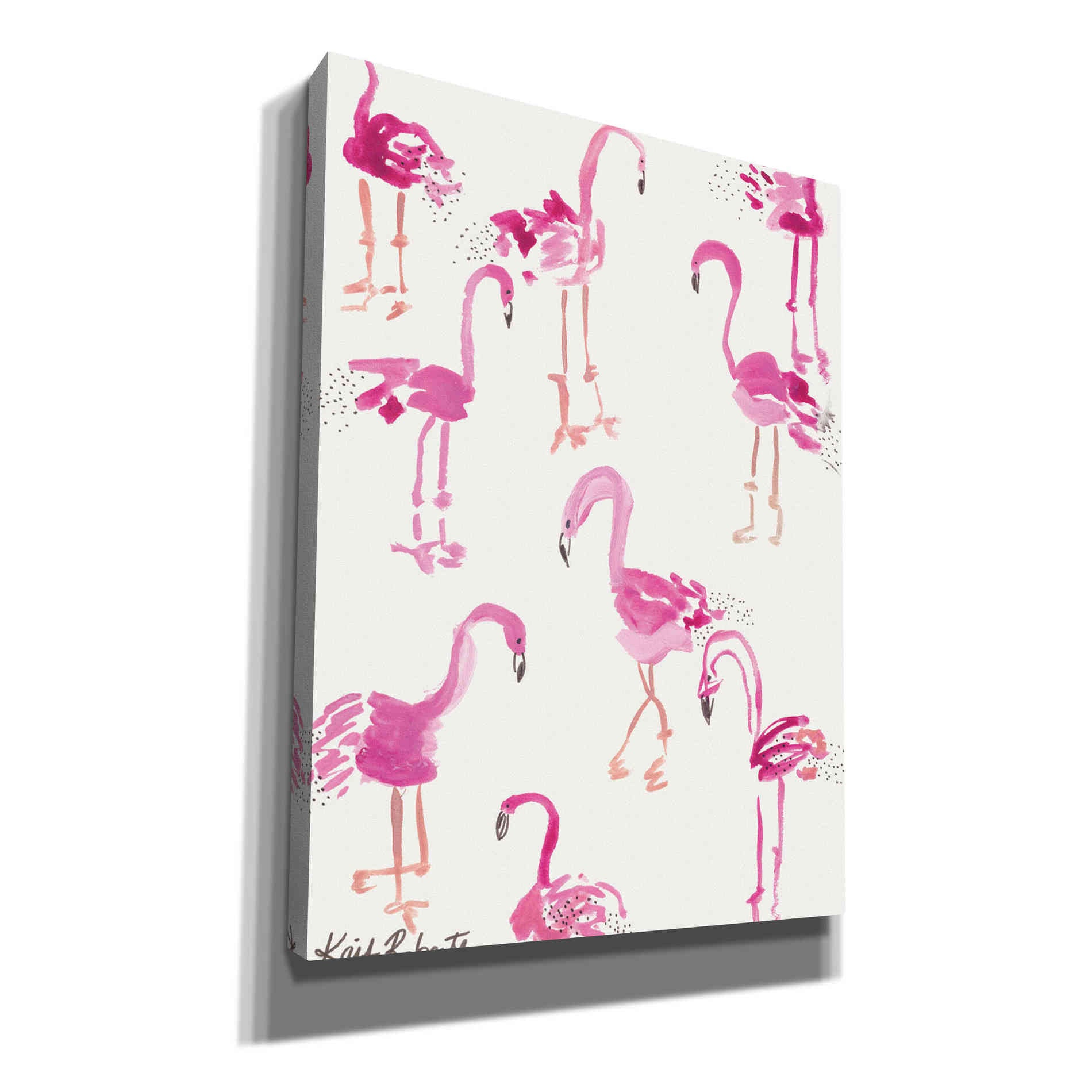 'Pink and Polka-Dots' by Kait Roberts, Canvas Wall Art