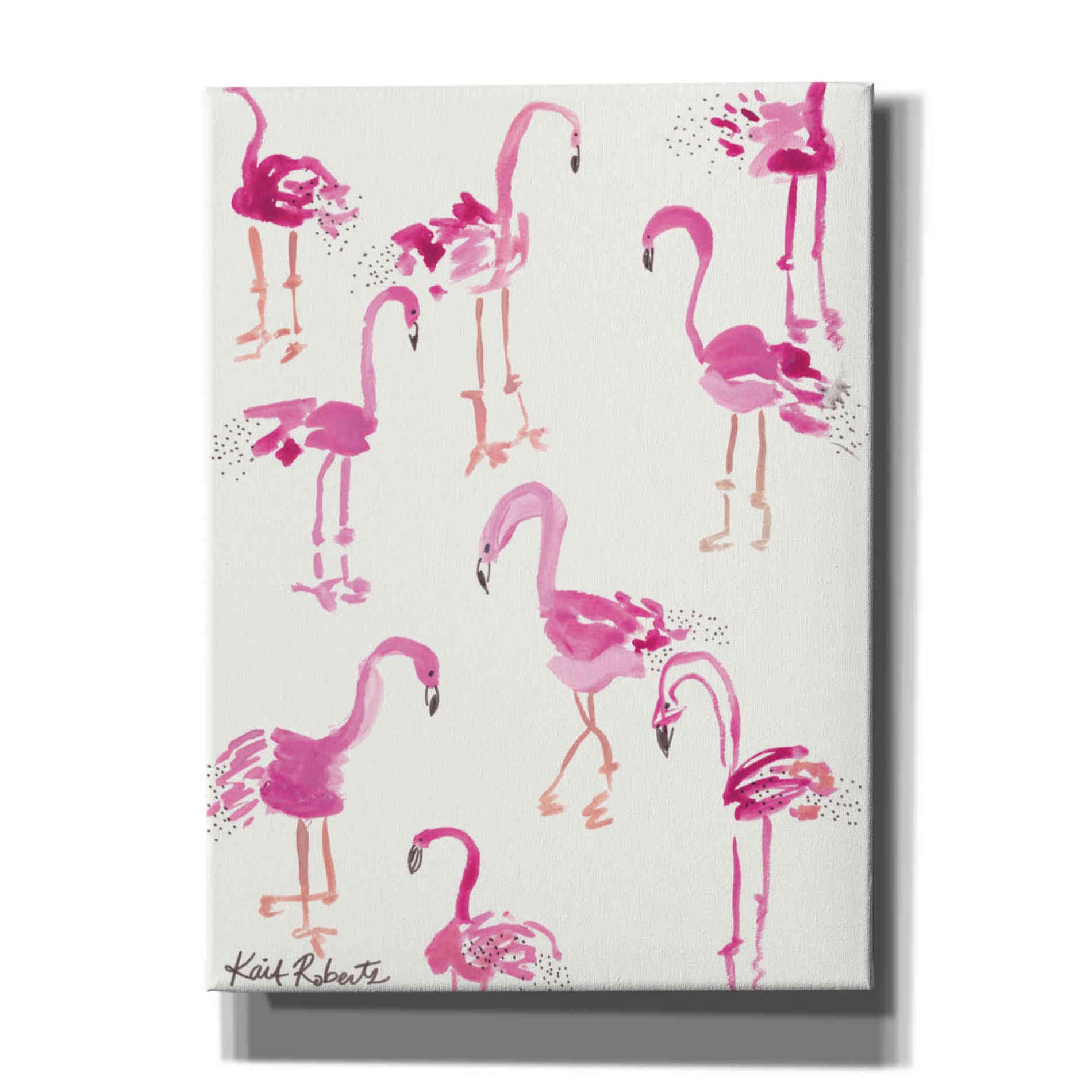 'Pink and Polka-Dots' by Kait Roberts, Canvas Wall Art