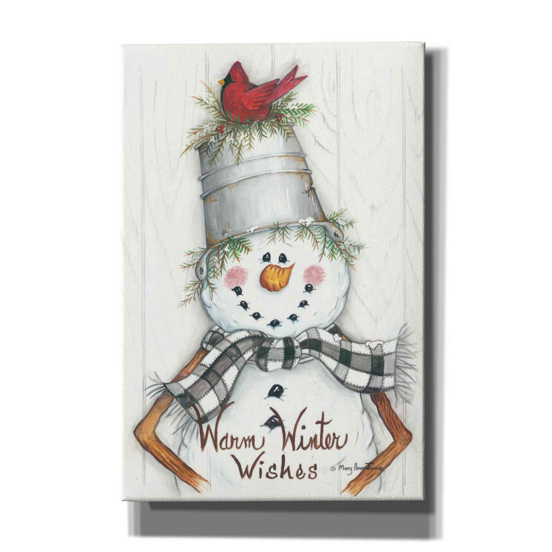 'Country Snowman' by Mary Ann June, Canvas Wall Art