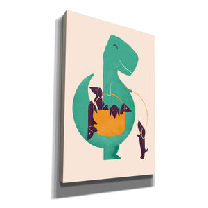 'T-Rex and the Basketful of Wiener Dogs' by Jay Fleck, Canvas Wall Art