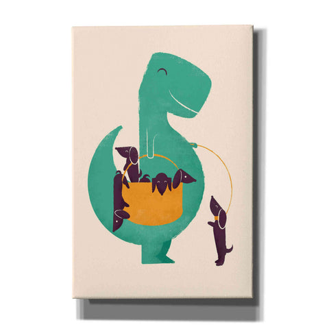 Image of 'T-Rex and the Basketful of Wiener Dogs' by Jay Fleck, Canvas Wall Art