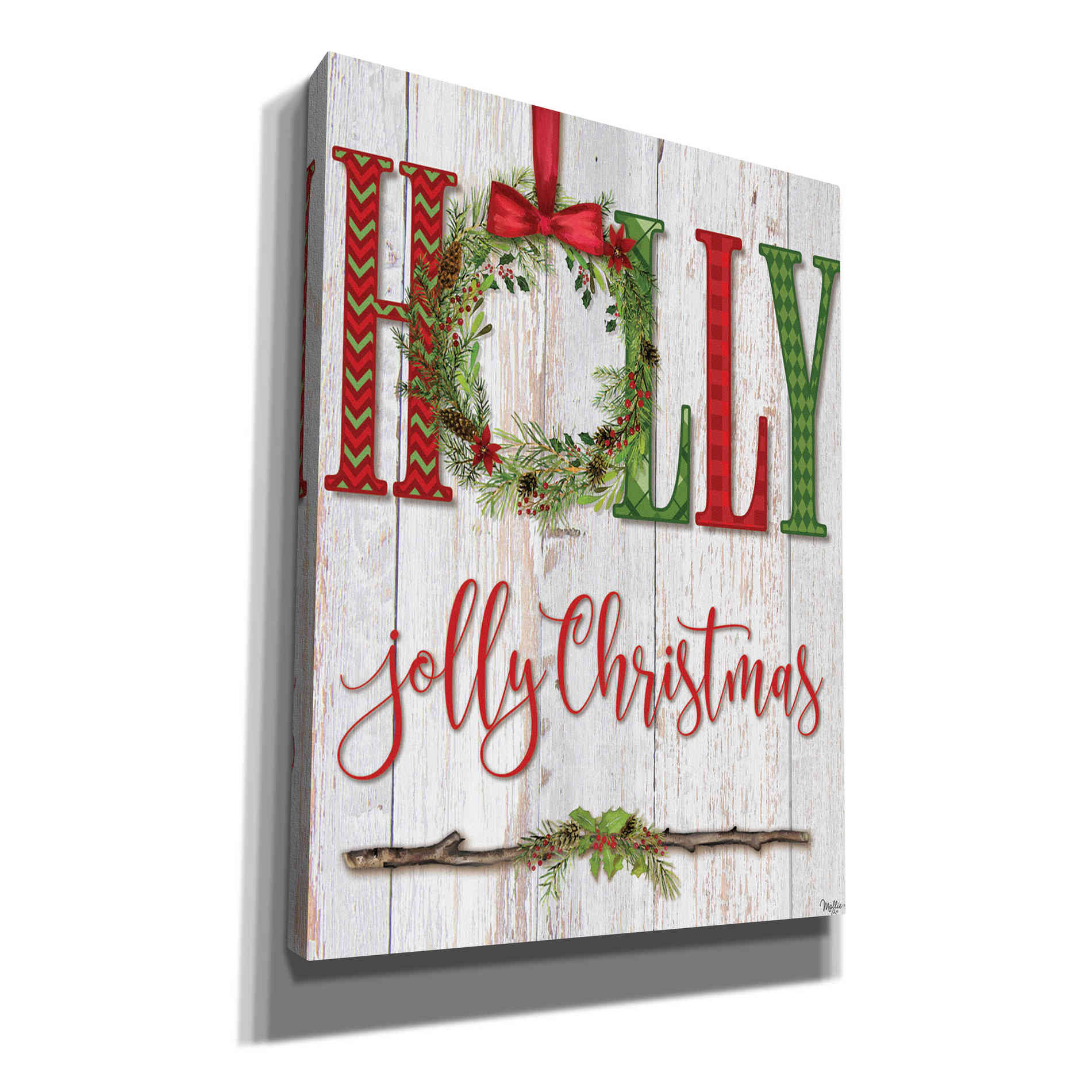 'Holly Jolly Christmas' by Mollie B, Canvas Wall Art