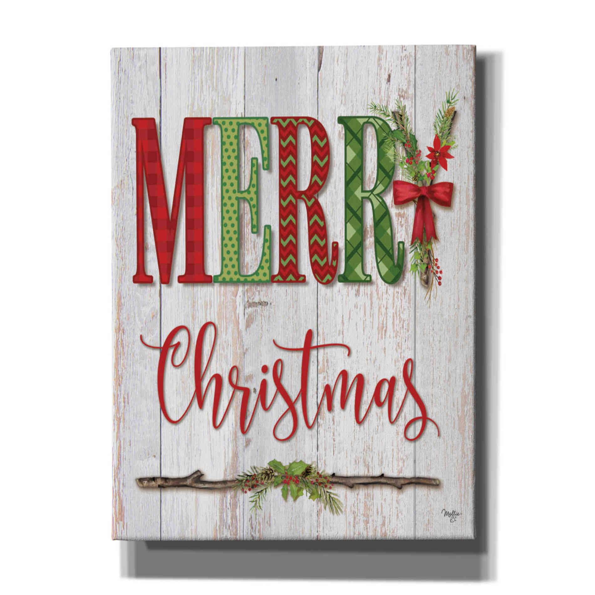 'Merry Christmas' by Mollie B, Canvas Wall Art