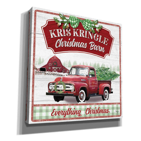 Image of 'Kris Kringle Christmas Barn' by Mollie B, Canvas Wall Art
