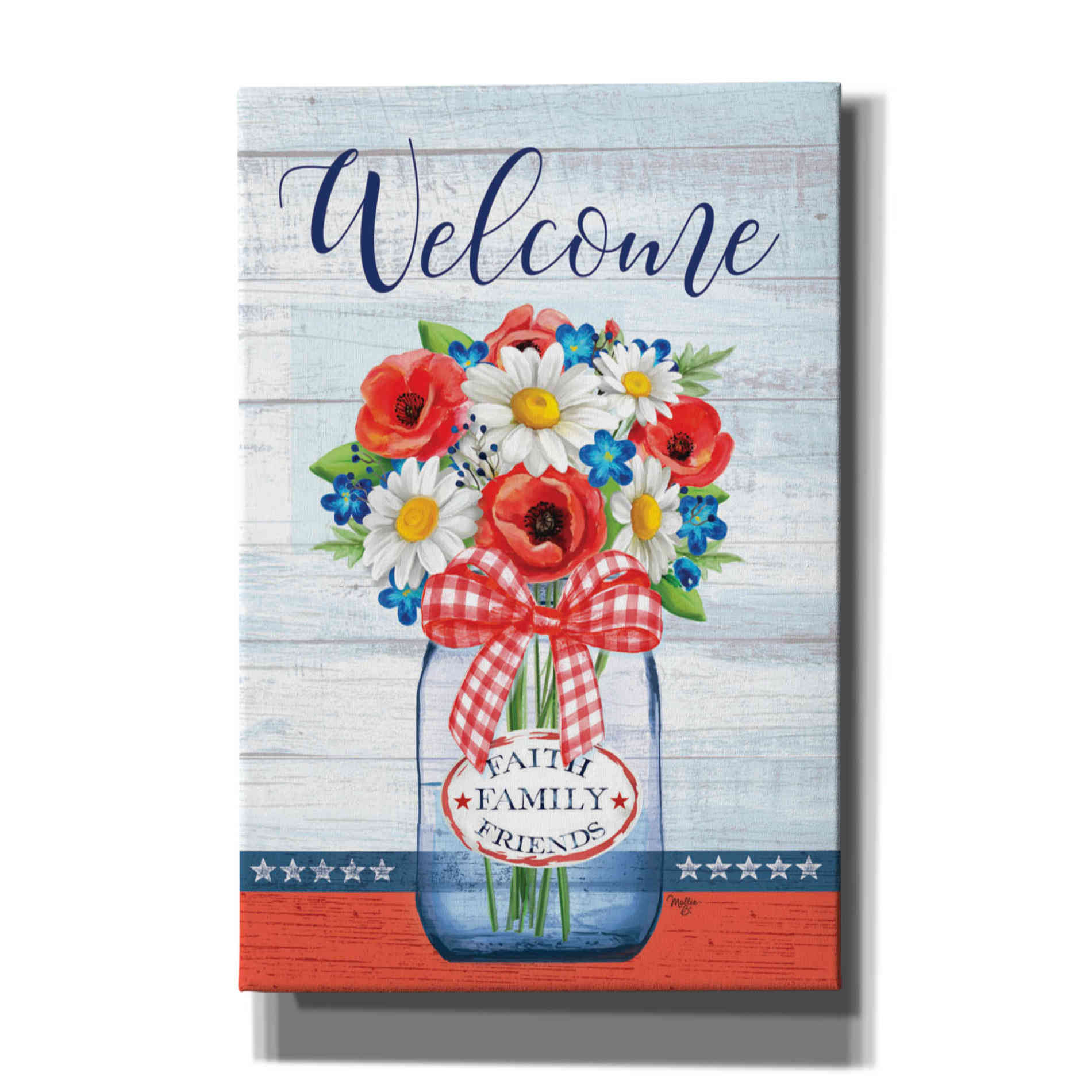 'Patriotic Glass Jar' by Mollie B, Canvas Wall Art