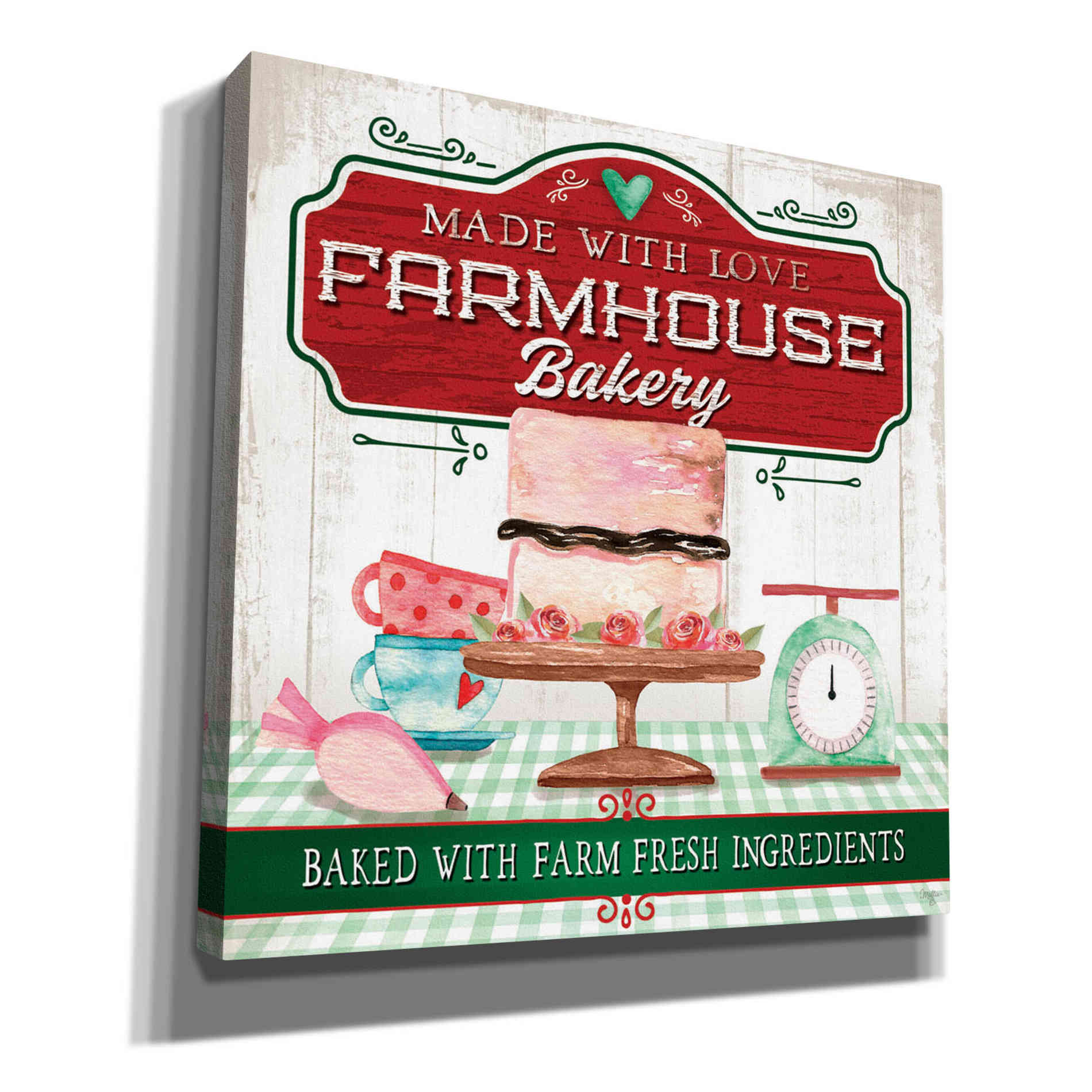 'Made With Love Bakery' by Mollie B, Canvas Wall Art