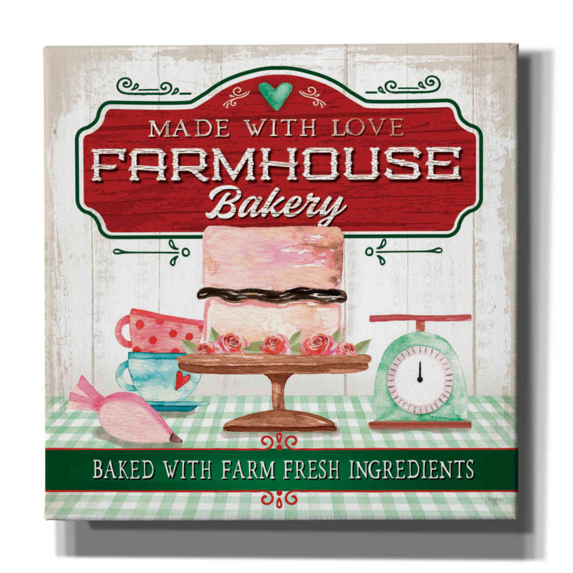 'Made With Love Bakery' by Mollie B, Canvas Wall Art