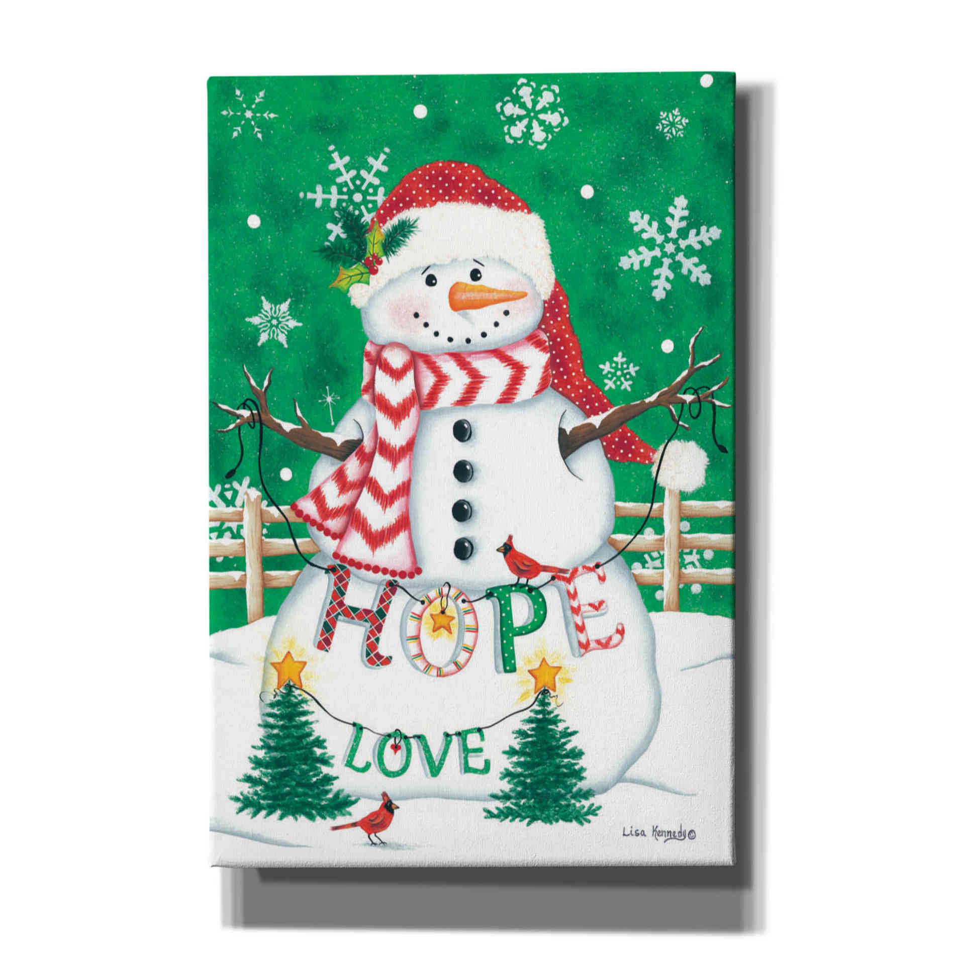 'Merry Snowman' by Lisa Kennedy, Canvas Wall Art
