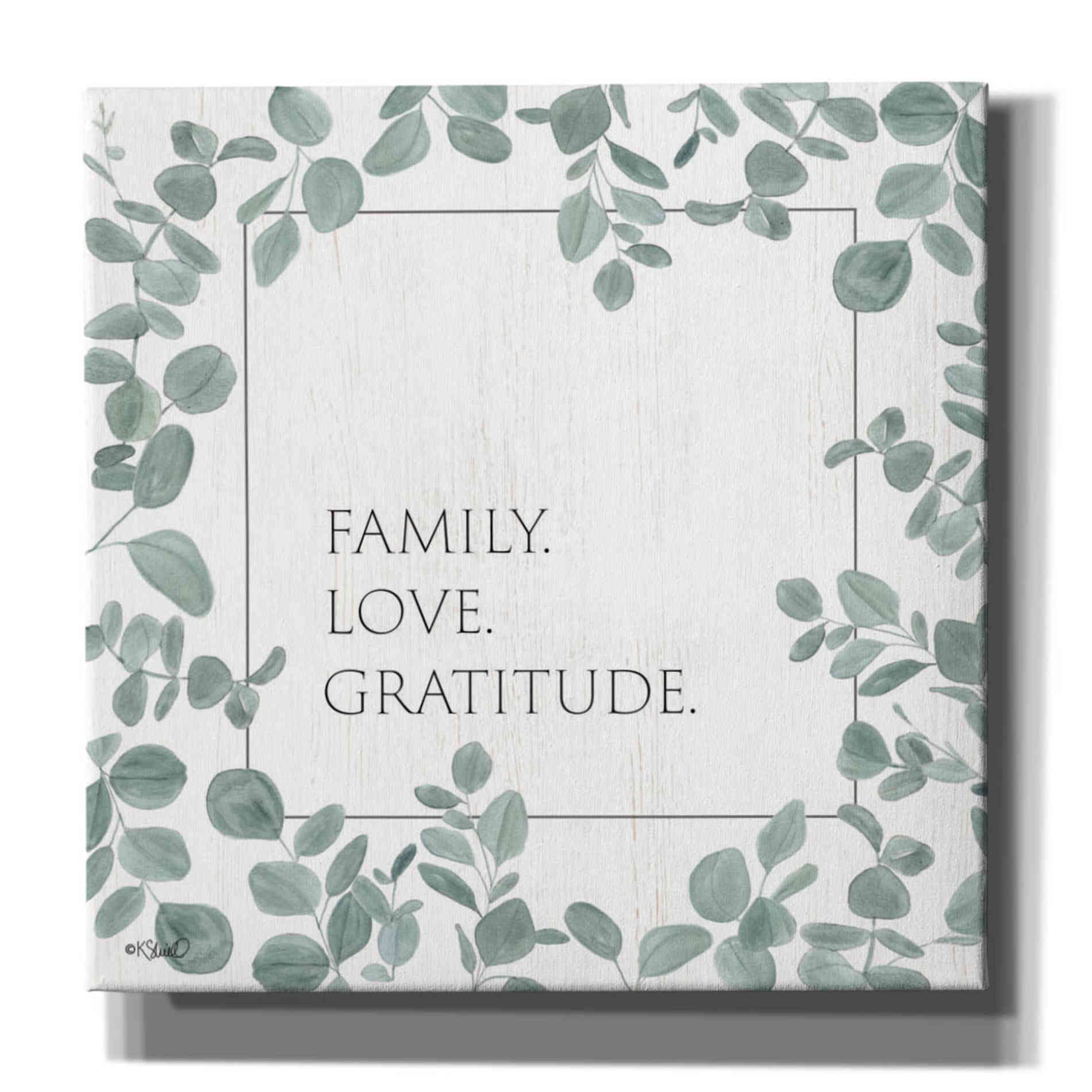 'Family Love Gratitude Eucalyptus' by Kate Sherrill, Canvas, Wall Art
