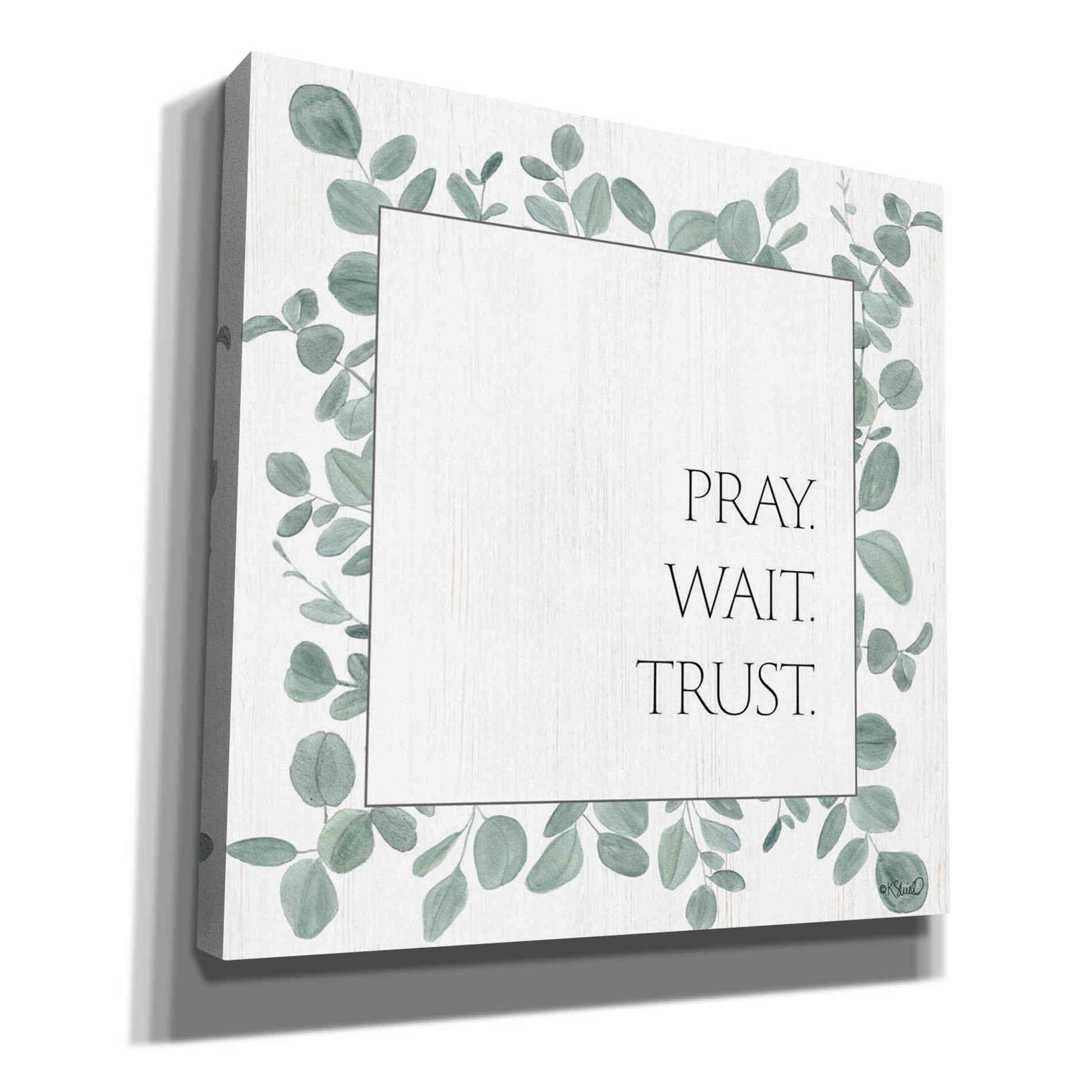 'Pray Wait Trust Eucalyptus' by Kate Sherrill, Canvas, Wall Art