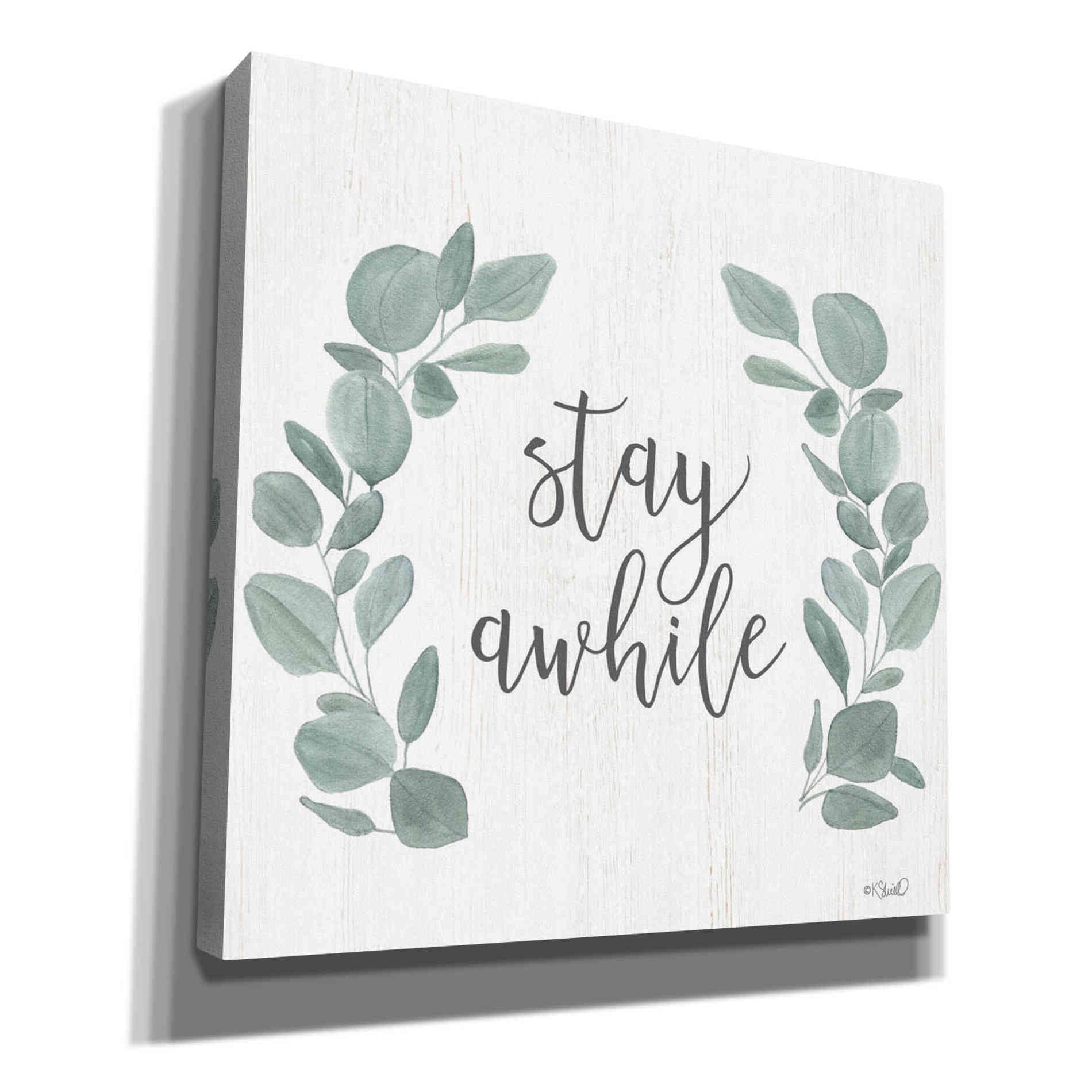 'Stay Awhile Eucalyptus' by Kate Sherrill, Canvas, Wall Art