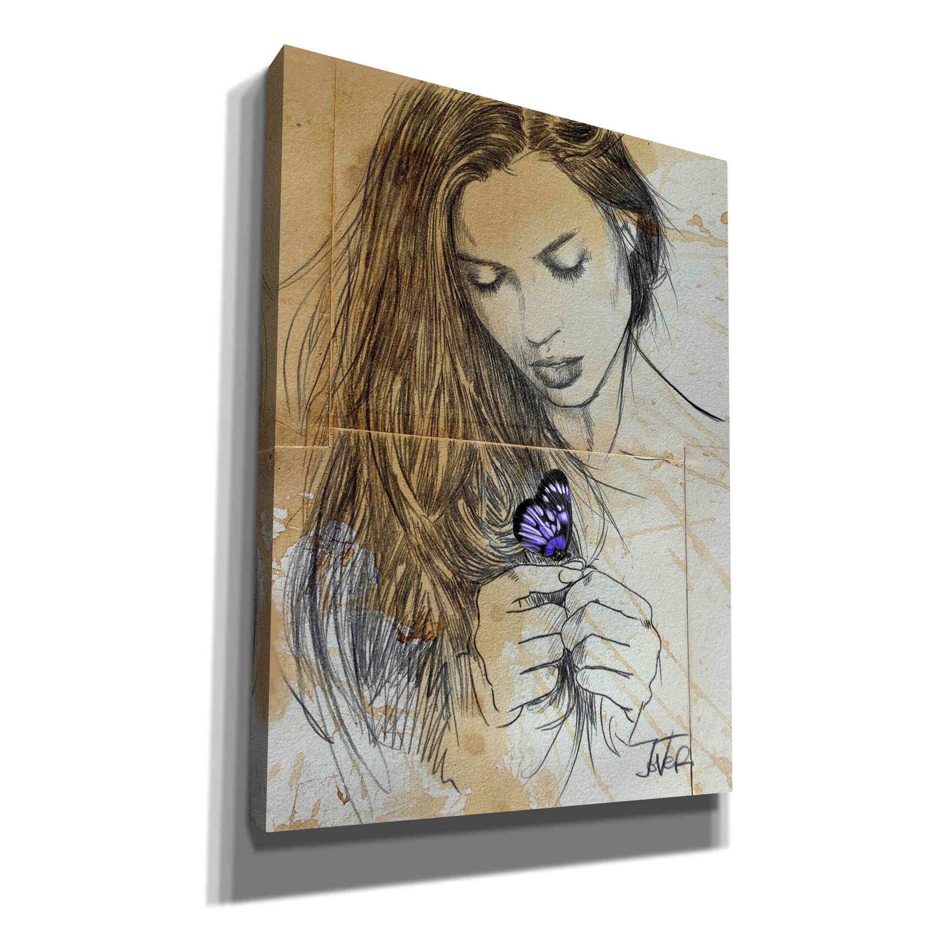 'Blue Butterfly' by Loui Jover, Canvas, Wall Art