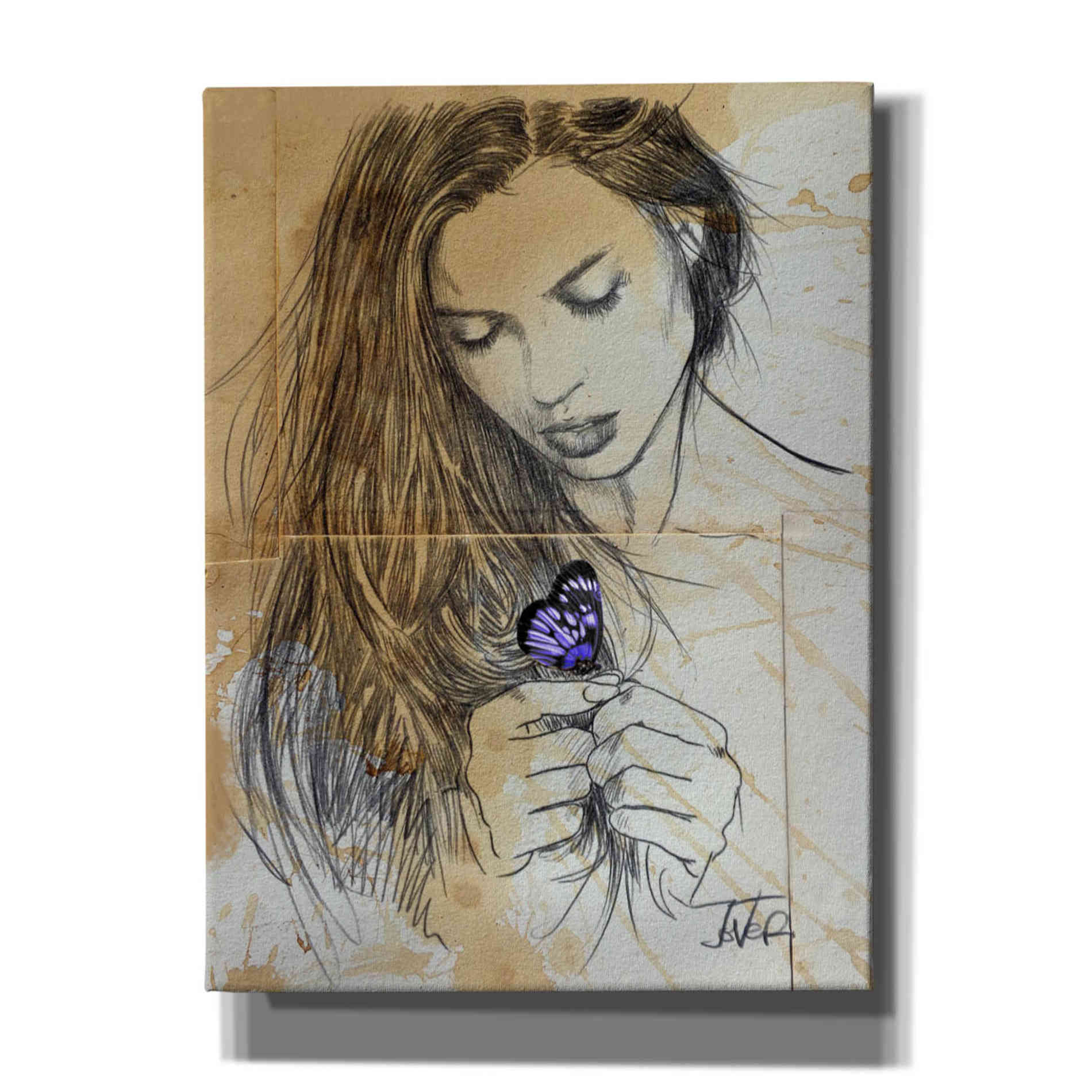 'Blue Butterfly' by Loui Jover, Canvas, Wall Art