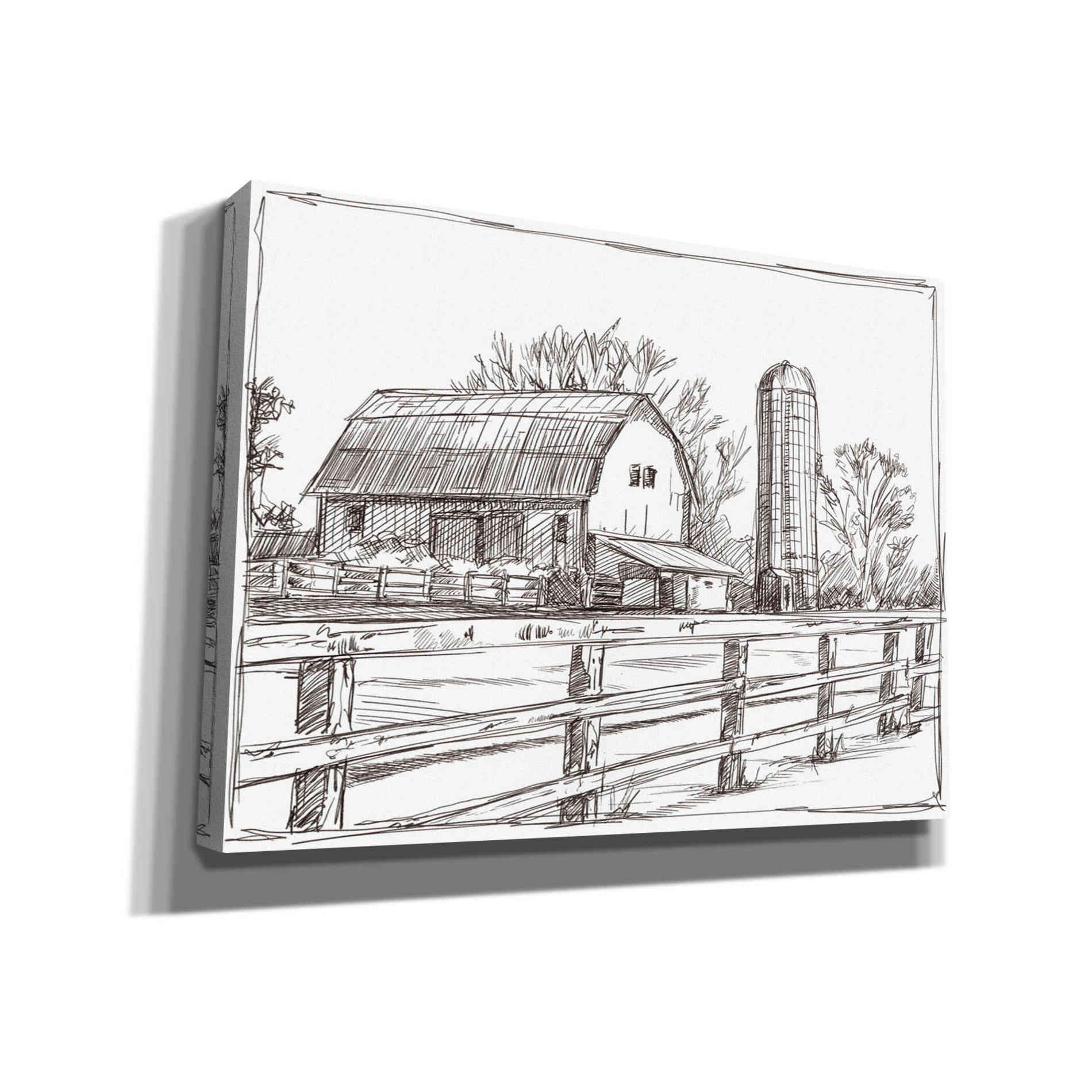 'Farm Sketch I' by Ethan Harper, Canvas Wall Art