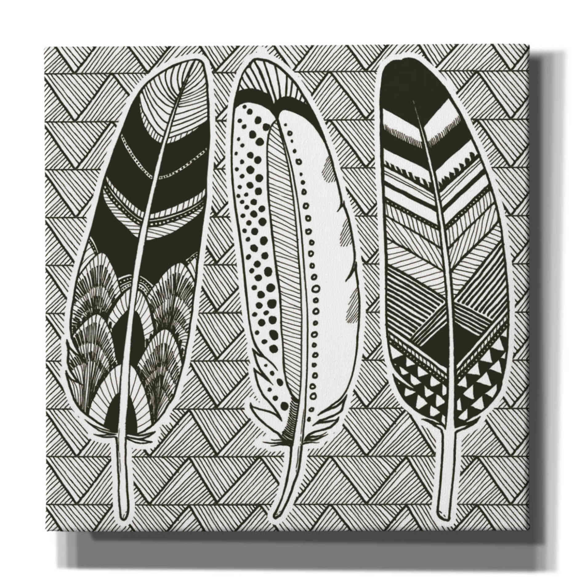 'Geo Feathers I Zentangle' by Sara Zieve Miller, Canvas Wall Art