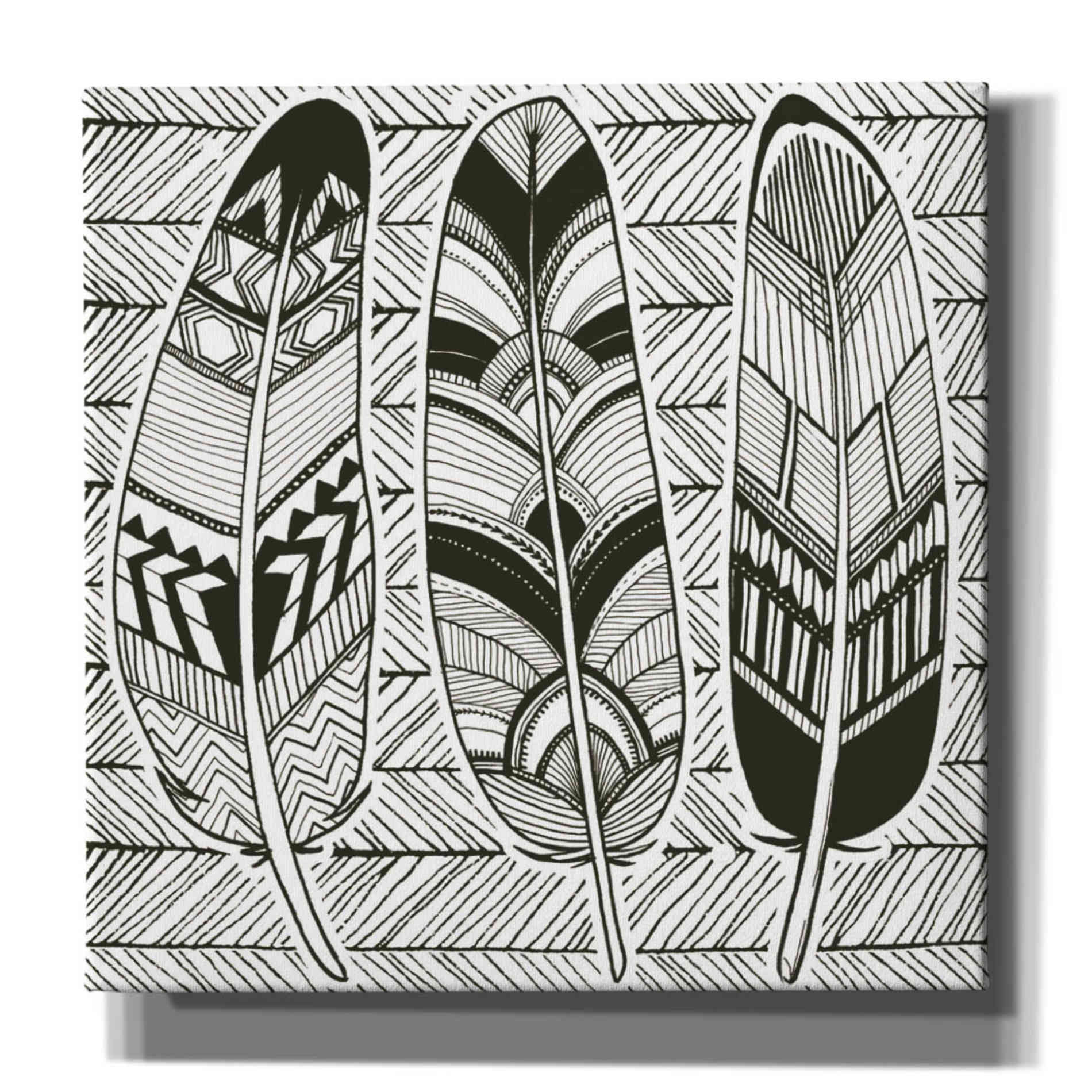 'Geo Feathers II Zentangle' by Sara Zieve Miller, Canvas Wall Art