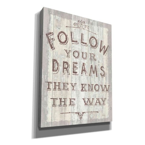 Image of 'Follow Dreams Driftwood' by Sue Schlabach, Canvas Wall Art