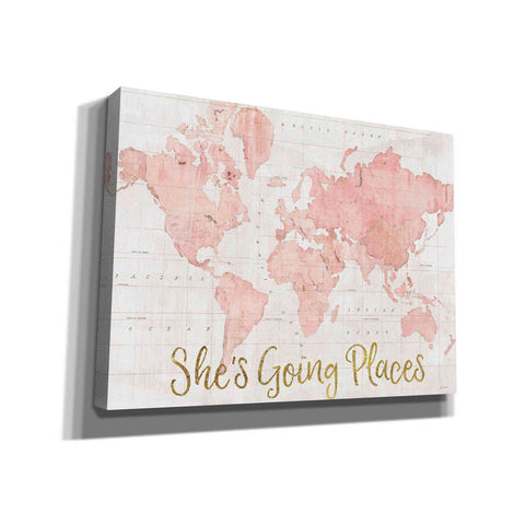 Image of 'Across the World Shes Going Places Pink' by Sue Schlabach, Canvas Wall Art