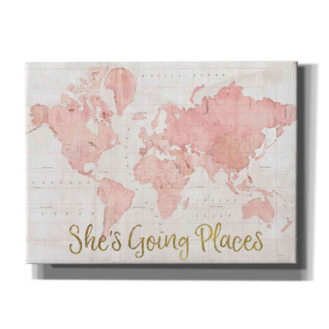 Image of 'Across the World Shes Going Places Pink' by Sue Schlabach, Canvas Wall Art
