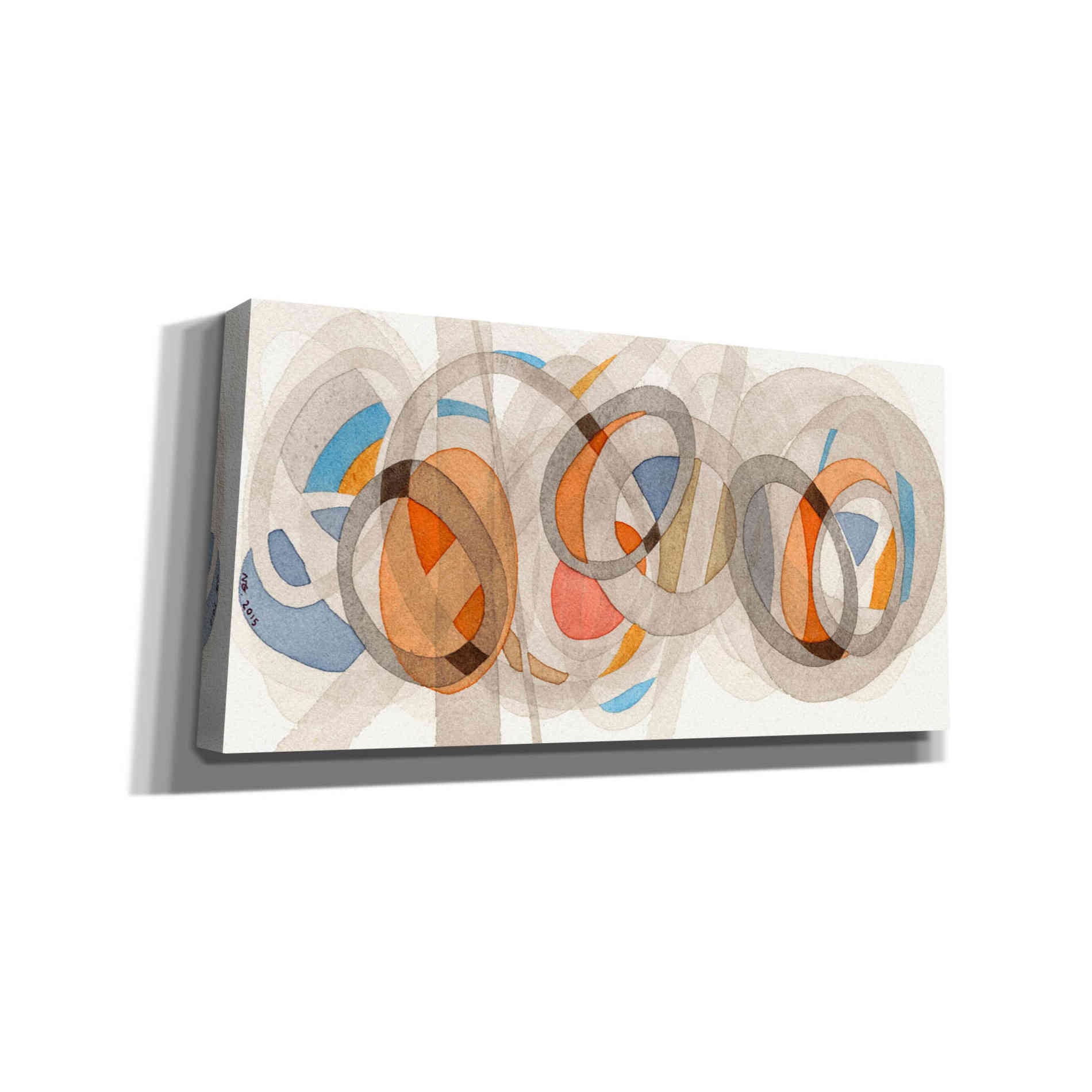 'Sepia & Orange Circles' by Nikki Galapon, Canvas Wall Art