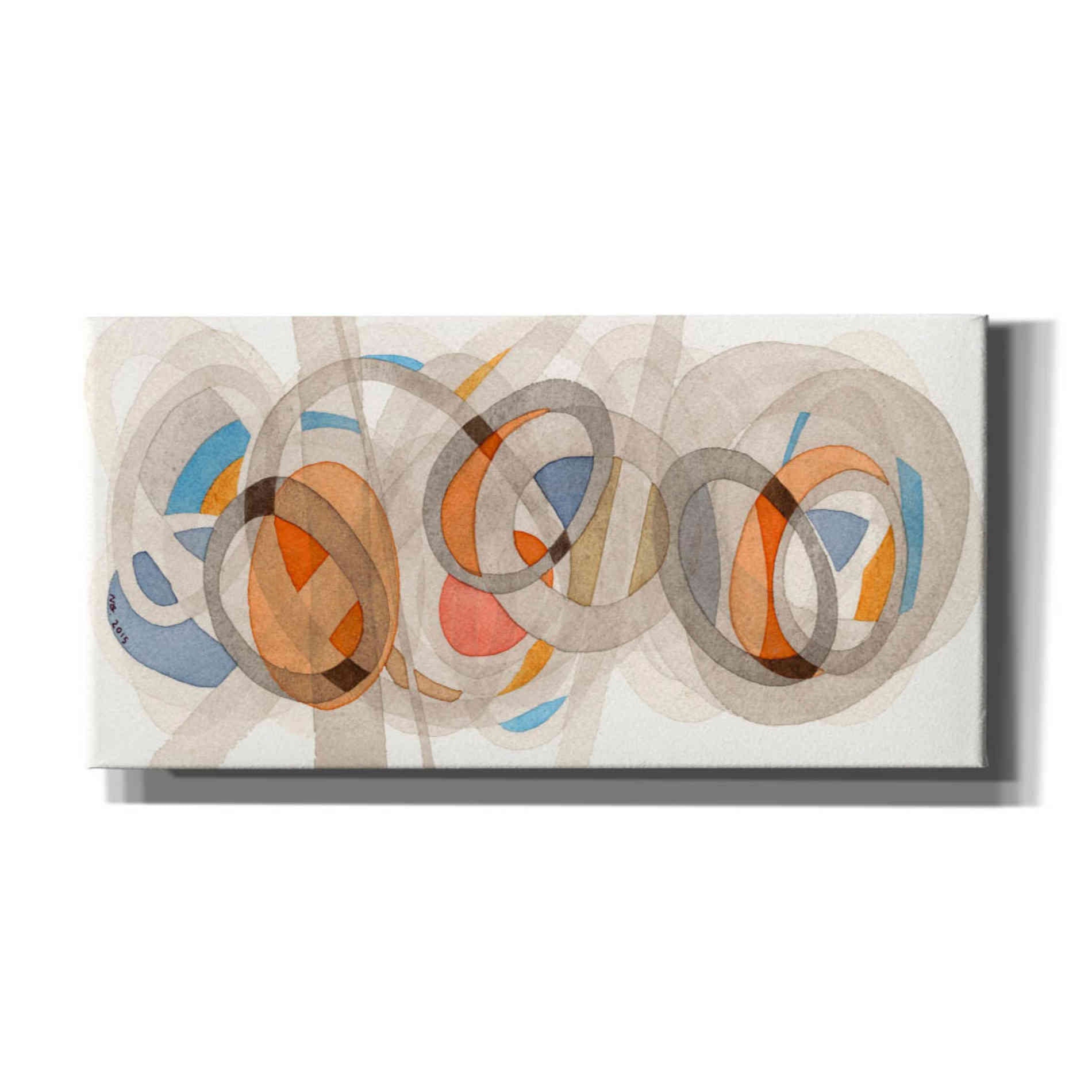 'Sepia & Orange Circles' by Nikki Galapon, Canvas Wall Art
