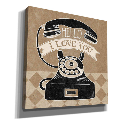 Image of 'Hello I Love You Taupe' by Mary Urban, Canvas Wall Art