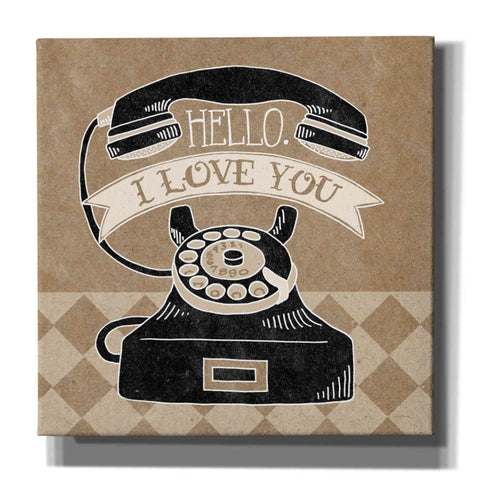 Image of 'Hello I Love You Taupe' by Mary Urban, Canvas Wall Art