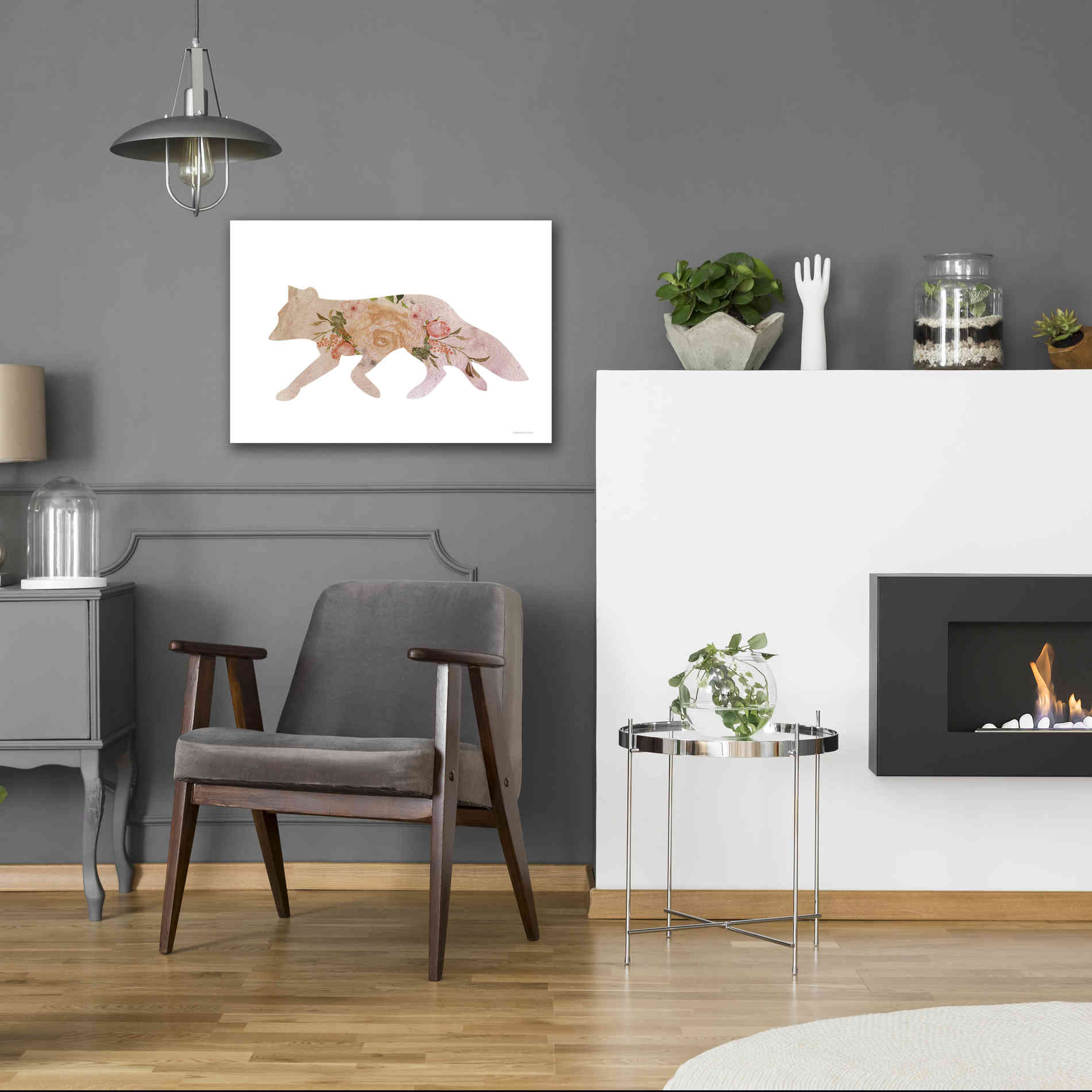 'Meadow Flora Fox' by Bluebird Barn, Canvas Wall Art,26 x 18