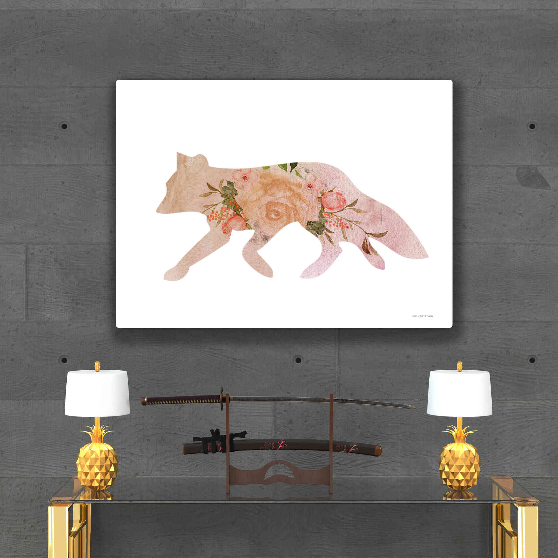 'Meadow Flora Fox' by Bluebird Barn, Canvas Wall Art,54 x 40