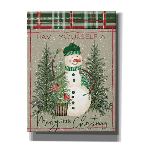 Image of 'Merry Little Christmas Snowman' by Cindy Jacobs, Canvas Wall Art