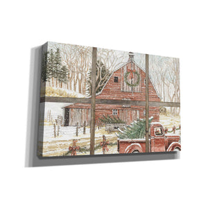'Christmas Barn View' by Cindy Jacobs, Canvas Wall Art