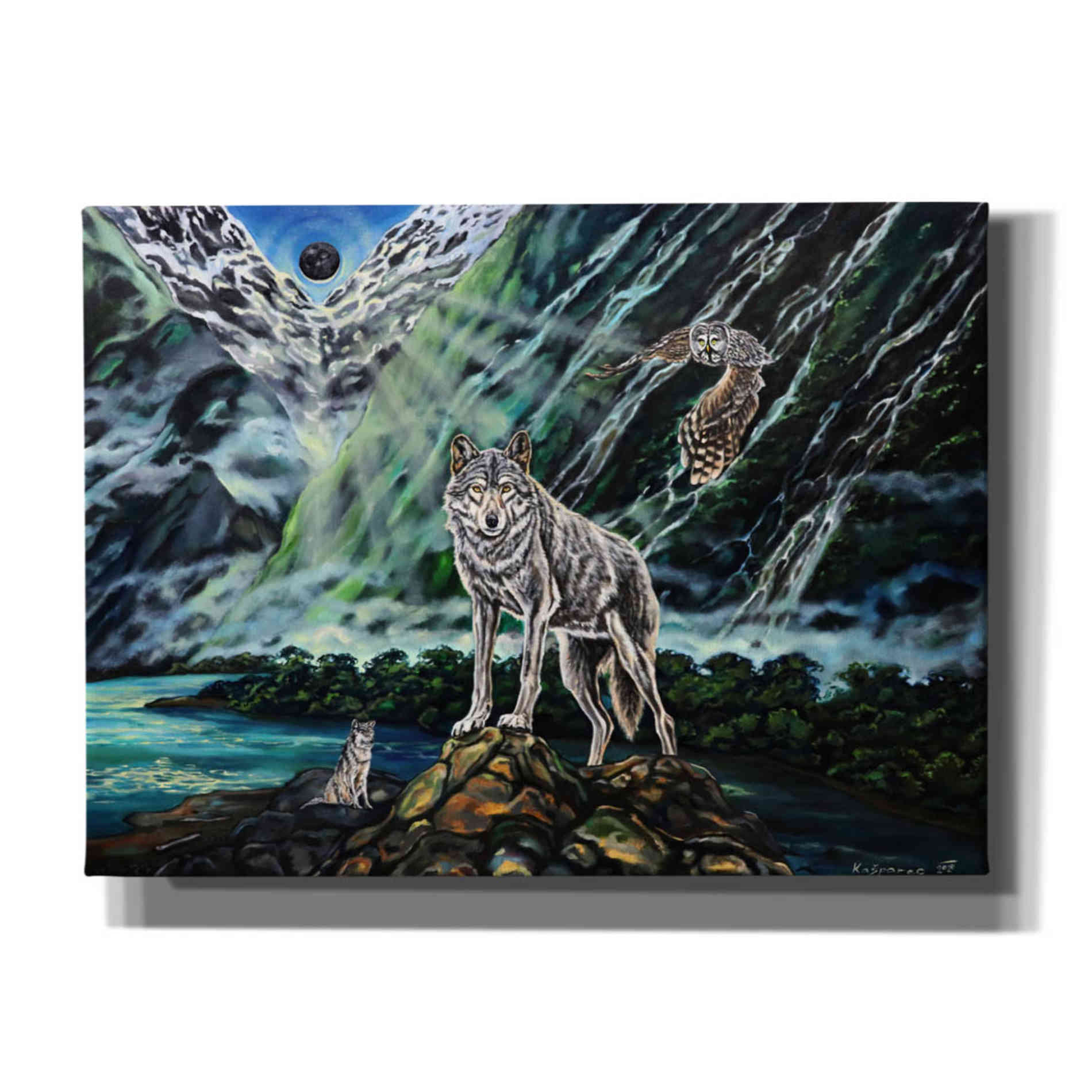 'Wolfpack The New Moon' by Jan Kasparec, Canvas Wall Art