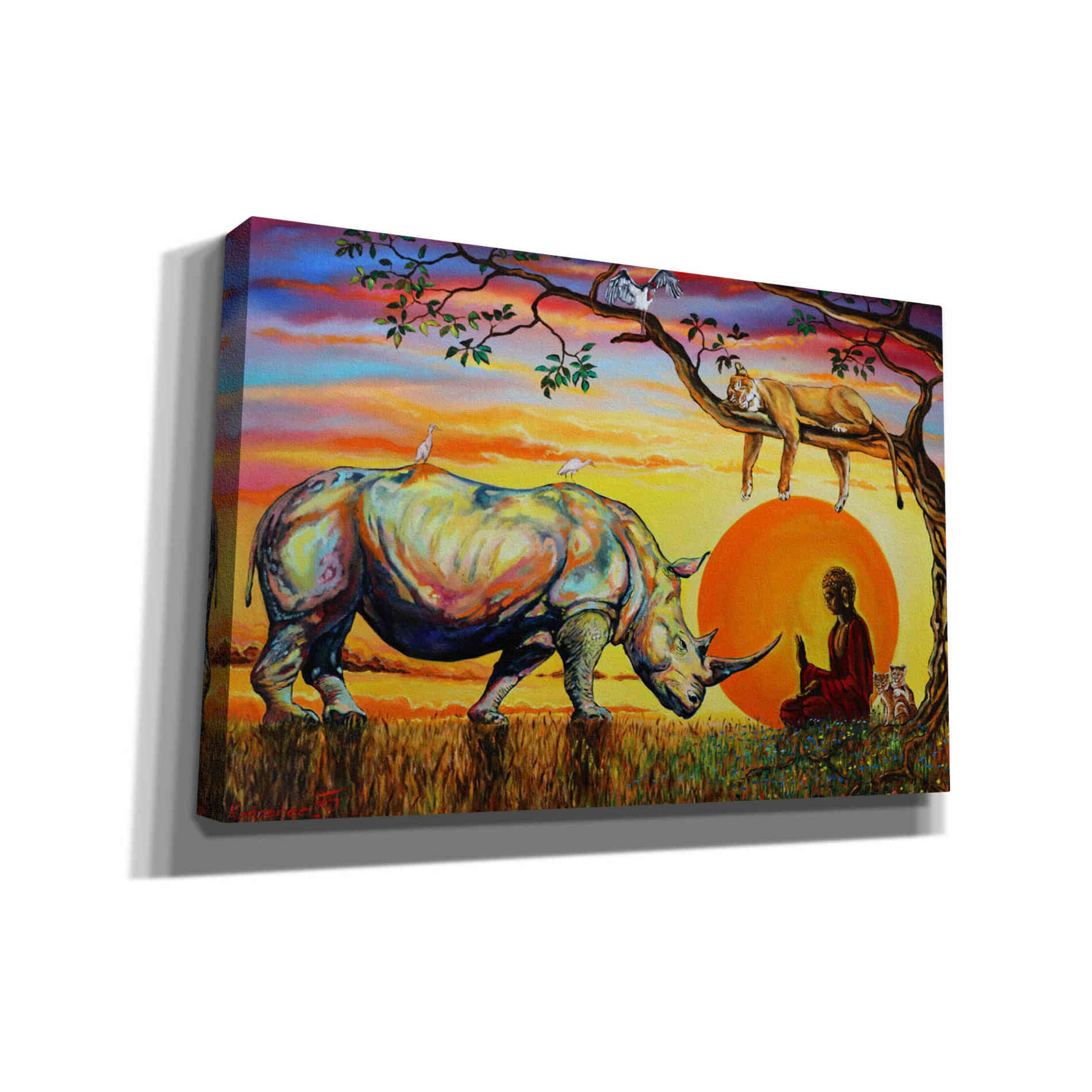 'Buddha Rhino' by Jan Kasparec, Canvas Wall Art