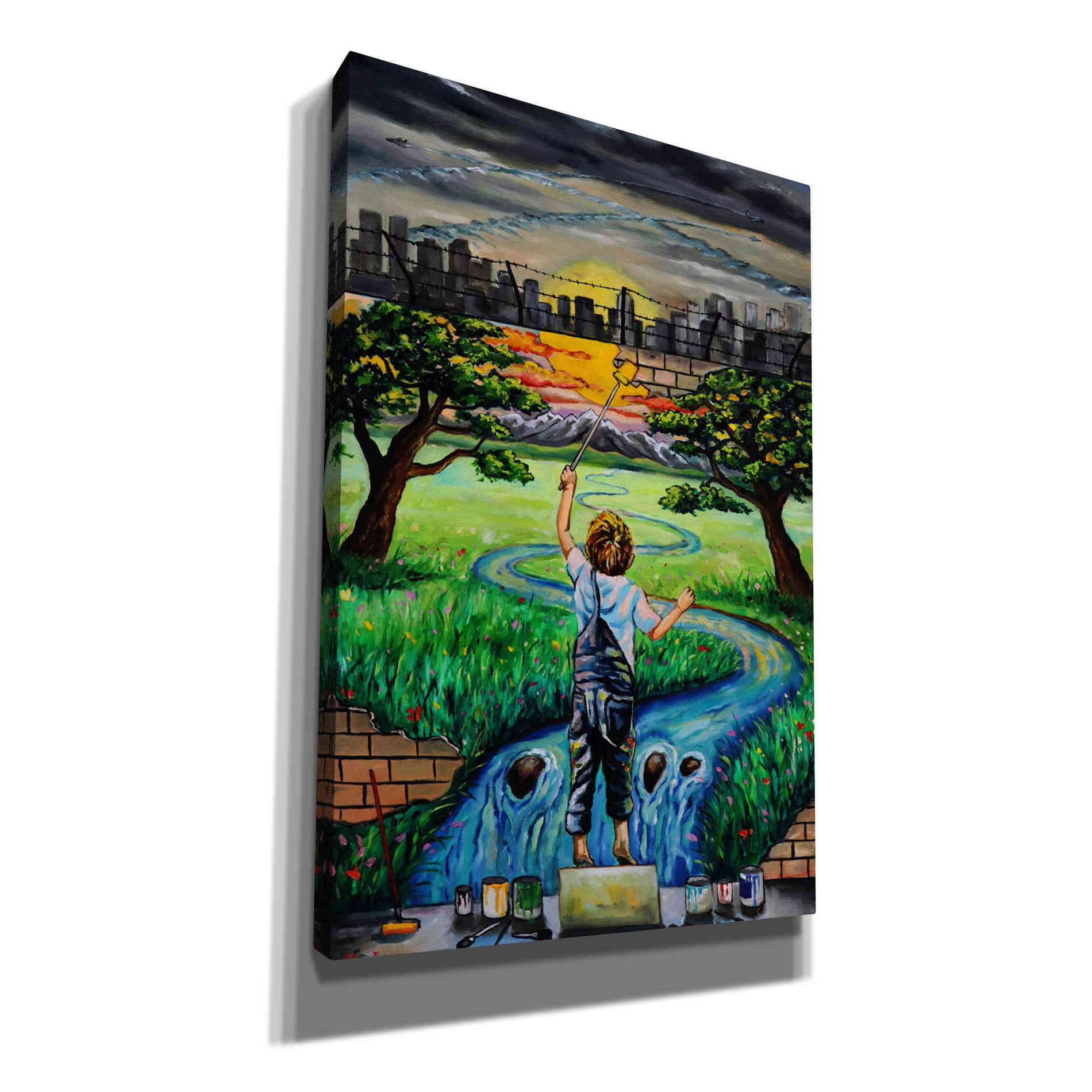 'Boy And The Wall' by Jan Kasparec, Canvas Wall Art