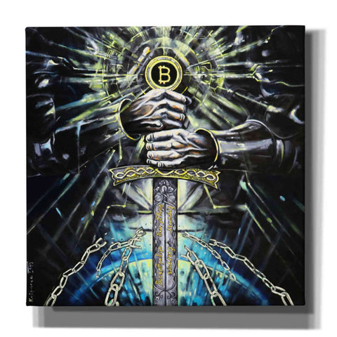 Image of 'Bitcoin Knight' by Jan Kasparec, Canvas Wall Art