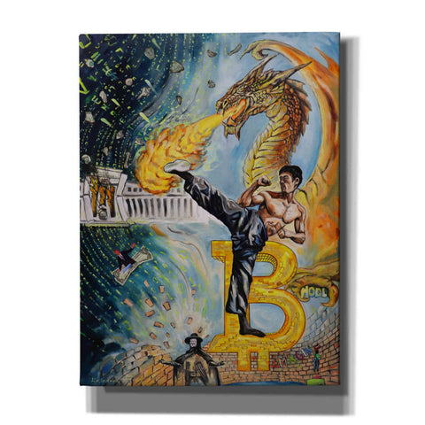 Image of 'Bitcoin Bruce Lee' by Jan Kasparec, Canvas Wall Art
