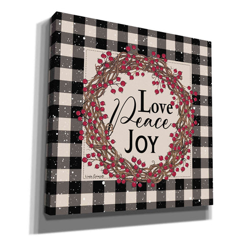 Image of 'Love Peace Joy with Berries' by Linda Spivey, Canvas Wall Art