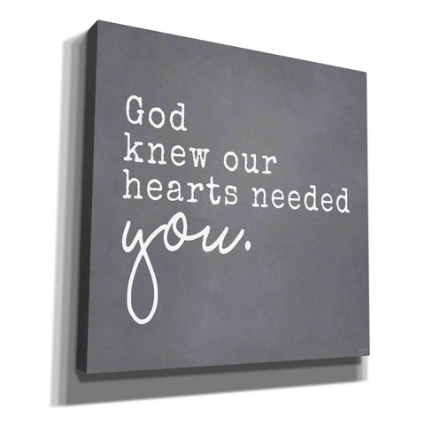 Image of 'God Knew Our Hearts Needed You' by Lux + Me, Canvas Wall Art
