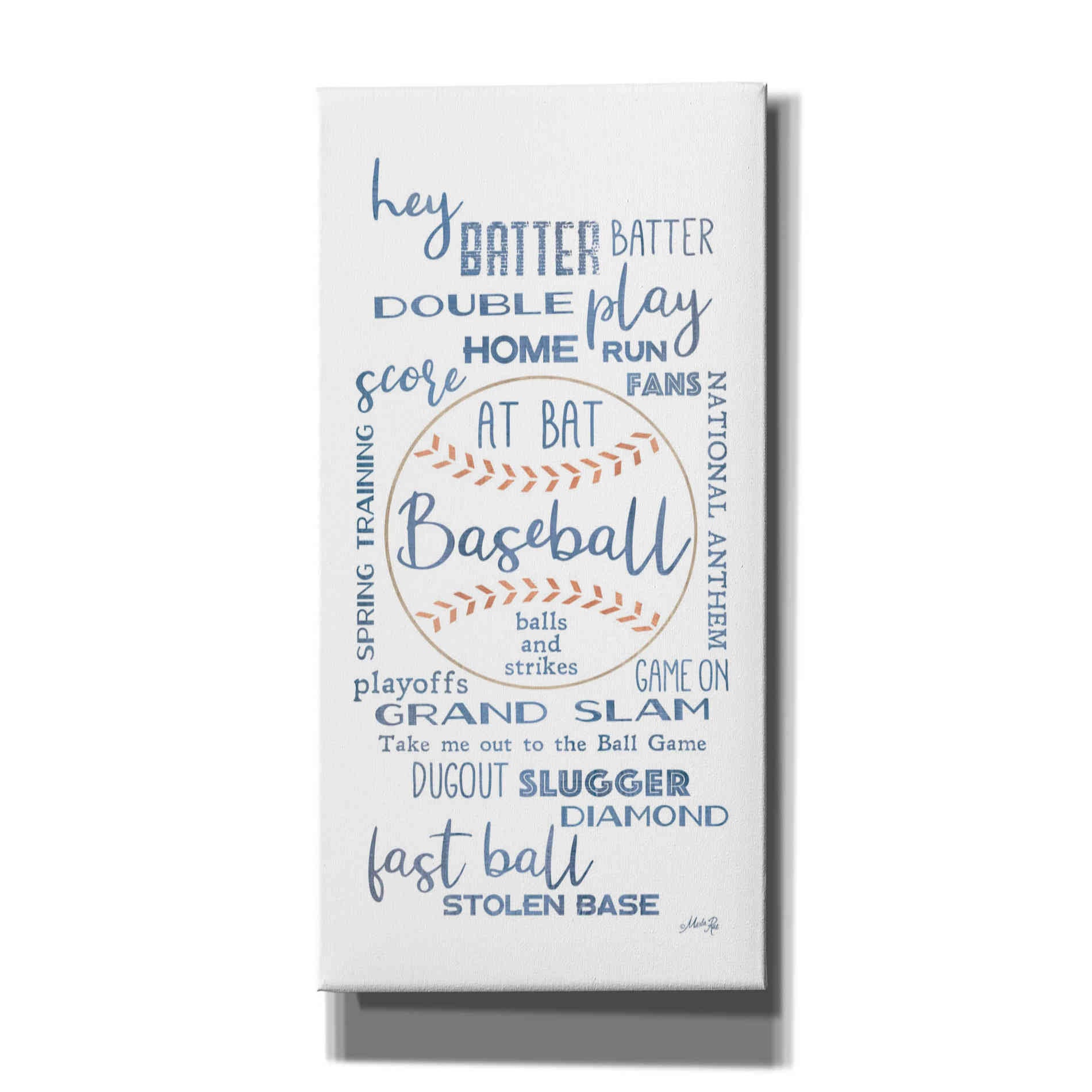 'Baseball Phrases' by Marla Rae, Canvas Wall Art