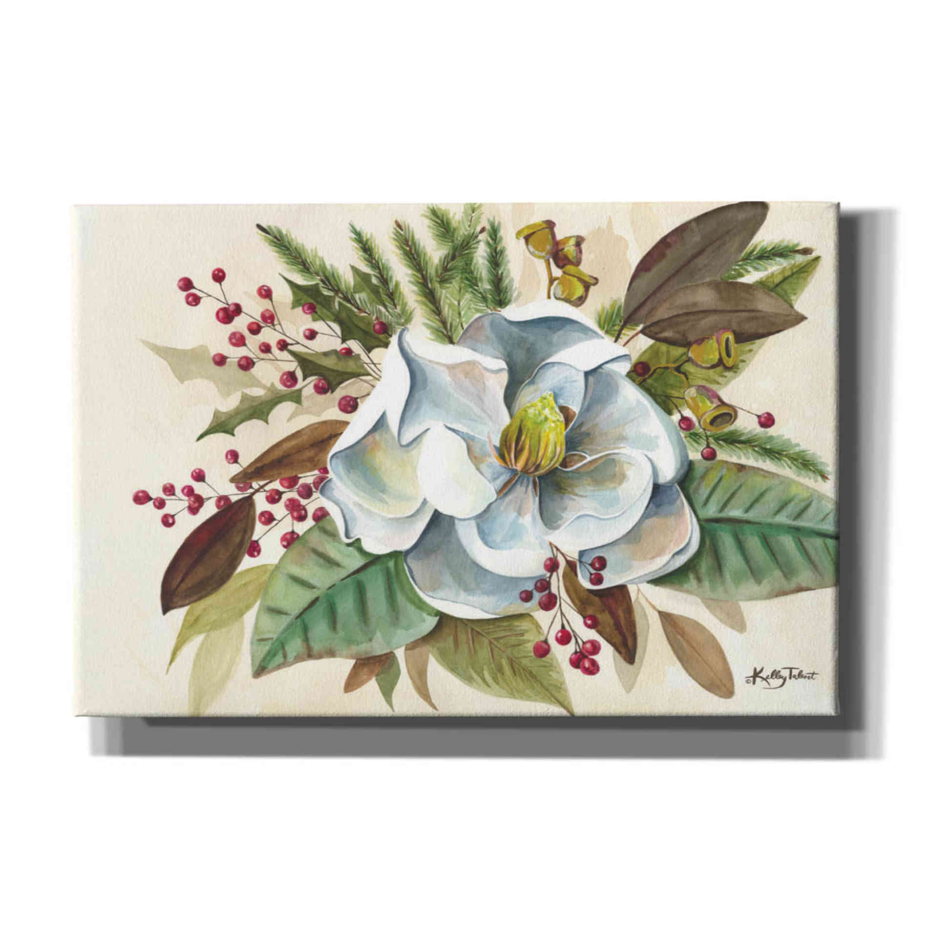 'Christmas Magnolia' by Kelley Talent, Canvas Wall Art