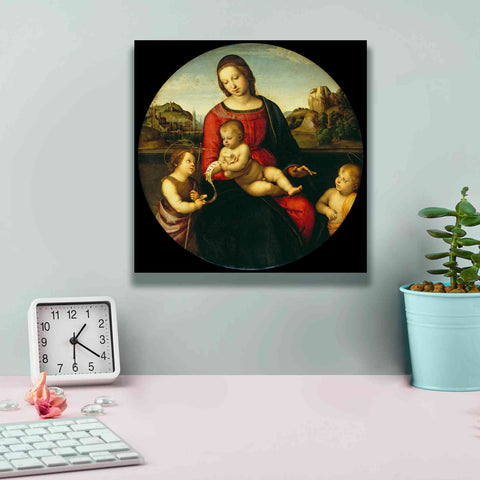 Image of 'Madonna with Child, St. John and a Child Saint' by Raphael, Canvas Wall Art,12 x 12
