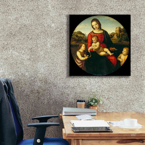 Image of 'Madonna with Child, St. John and a Child Saint' by Raphael, Canvas Wall Art,26 x 26