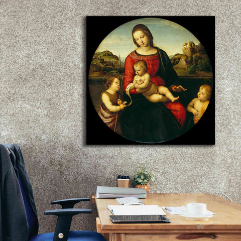 Image of 'Madonna with Child, St. John and a Child Saint' by Raphael, Canvas Wall Art,37 x 37