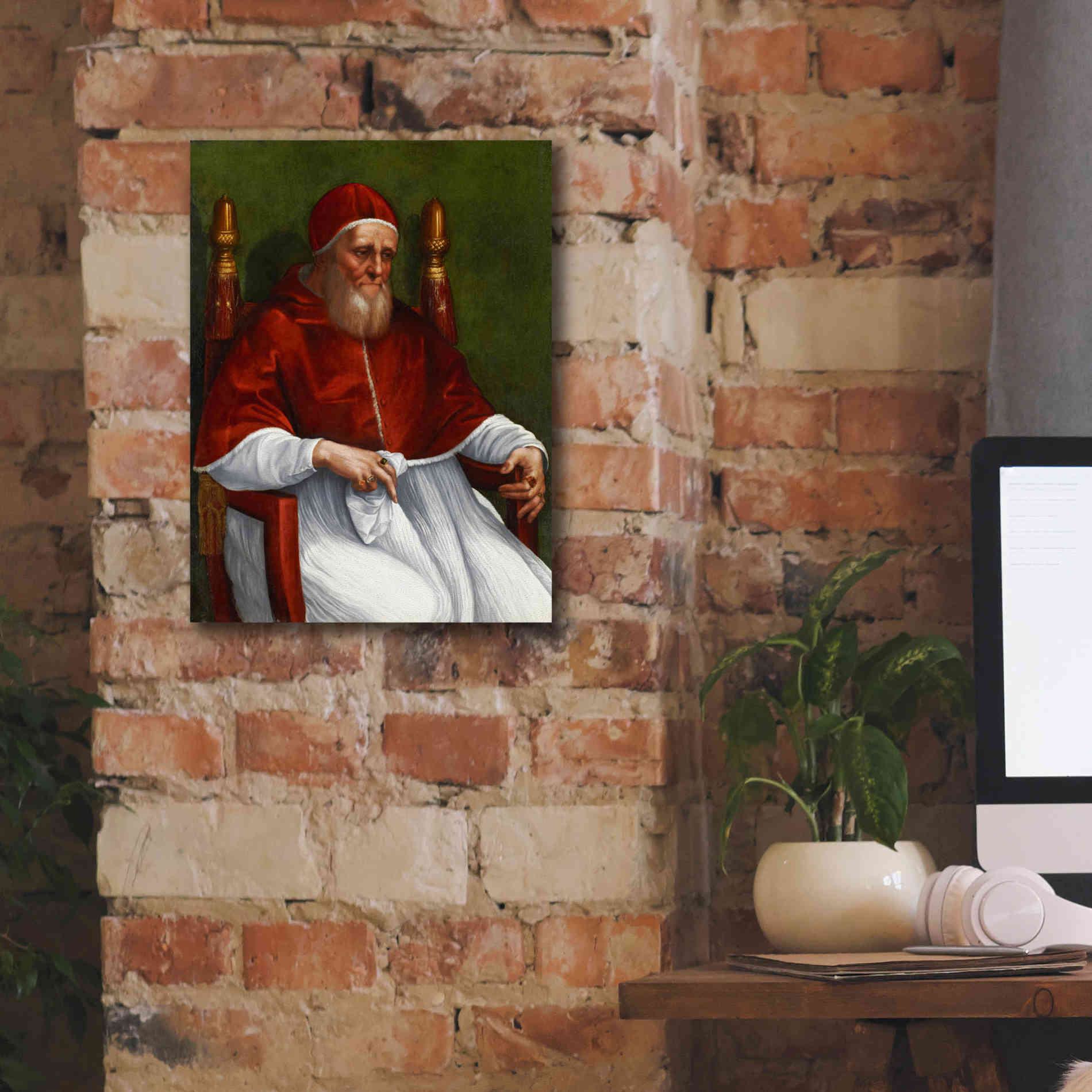 'Portrait of Pope Julius II' by Raphael, Canvas Wall Art,12 x 16