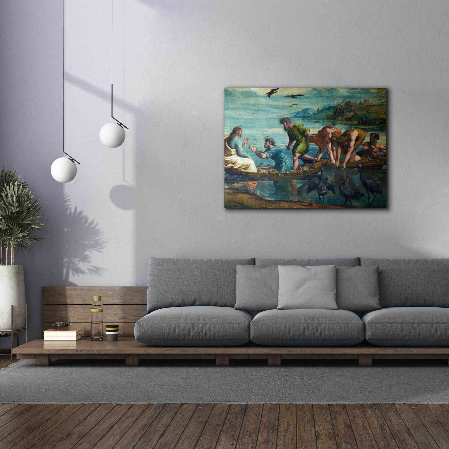 'The Miraculous Draught of Fishes' by Raphael, Canvas Wall Art,54 x 40