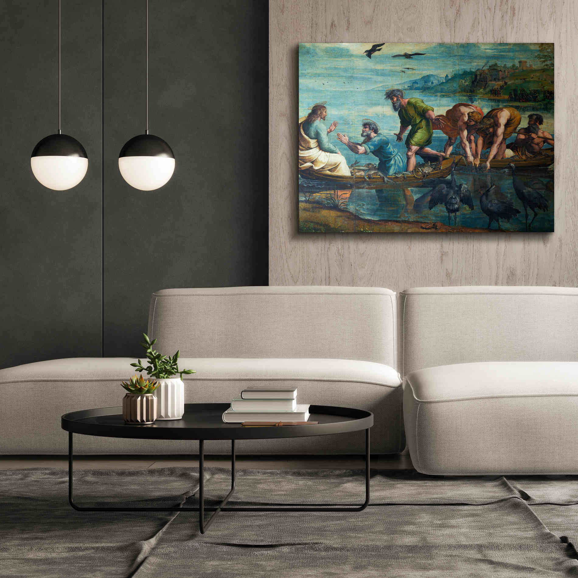 'The Miraculous Draught of Fishes' by Raphael, Canvas Wall Art,54 x 40