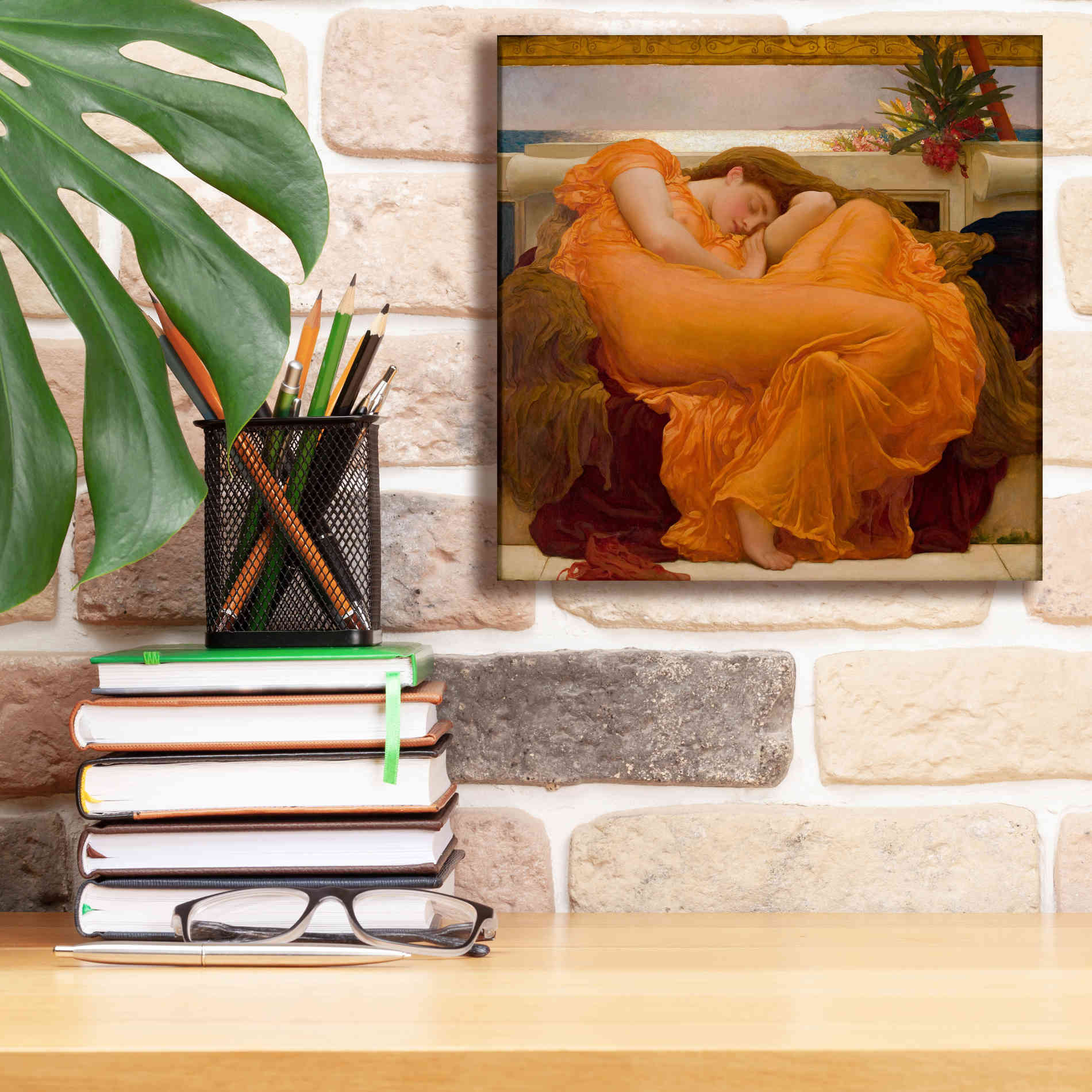 'Flaming June' by Sir Frederick Leighton, Canvas Wall Art,12 x 12