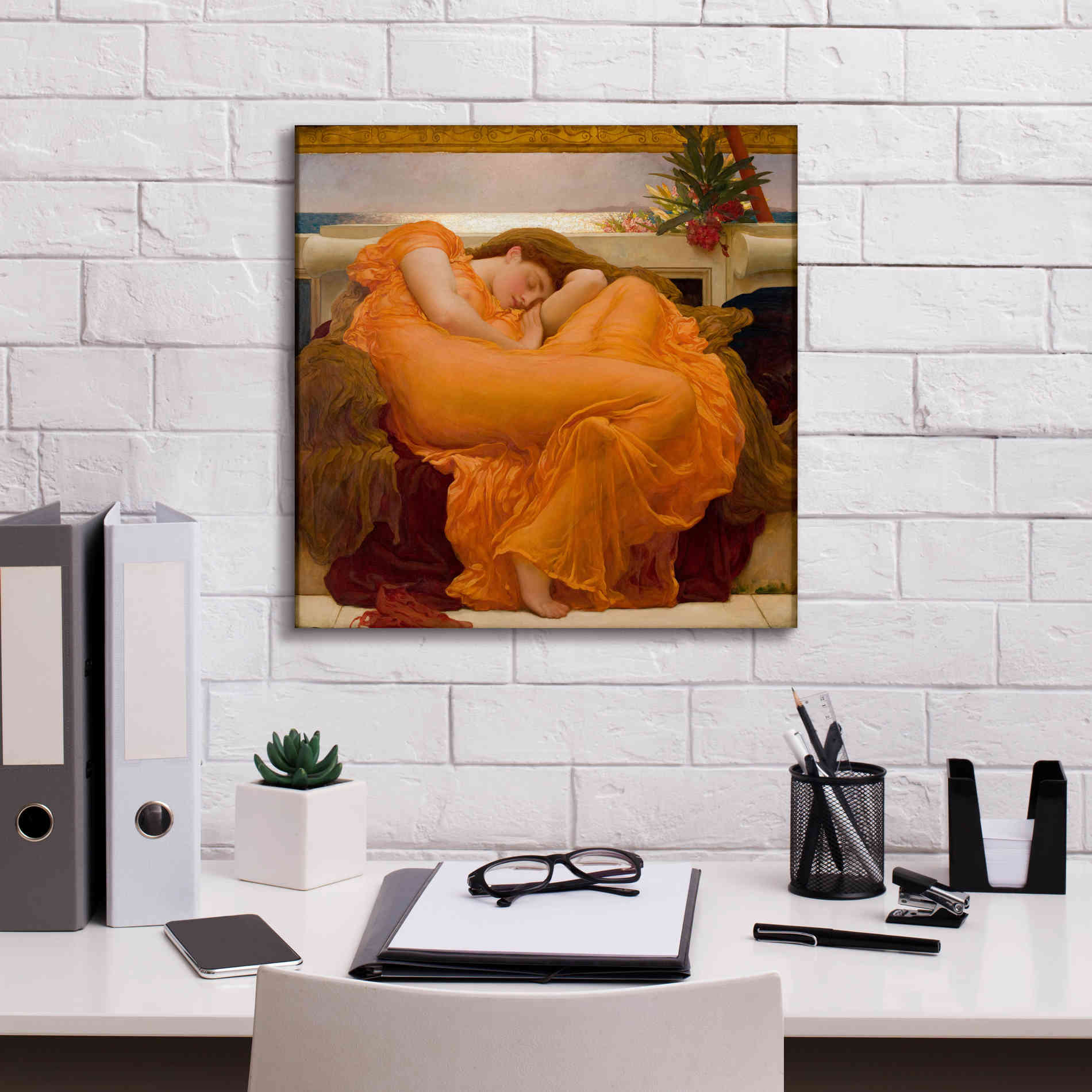 'Flaming June' by Sir Frederick Leighton, Canvas Wall Art,18 x 18